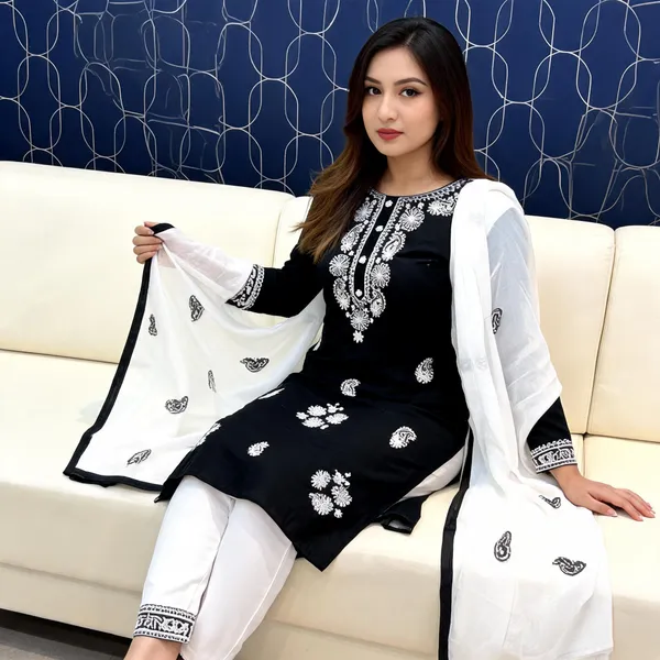 Black_Cotton_Kurta_Set_For_Women