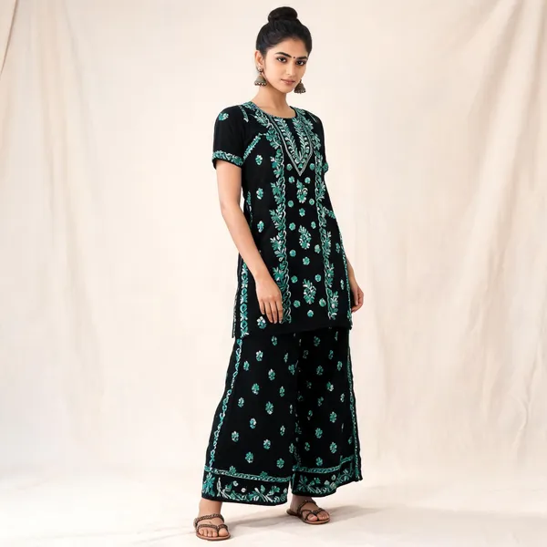 Black_Cotton_Kurta_Set_For_Women