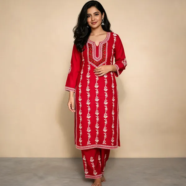 Red_Cotton_Palazzo_Kurta_Set_For_Women