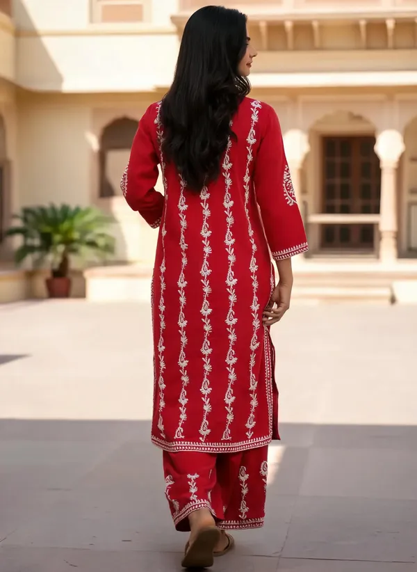 Red_Cotton_Palazzo_Kurta_Set_For_Women