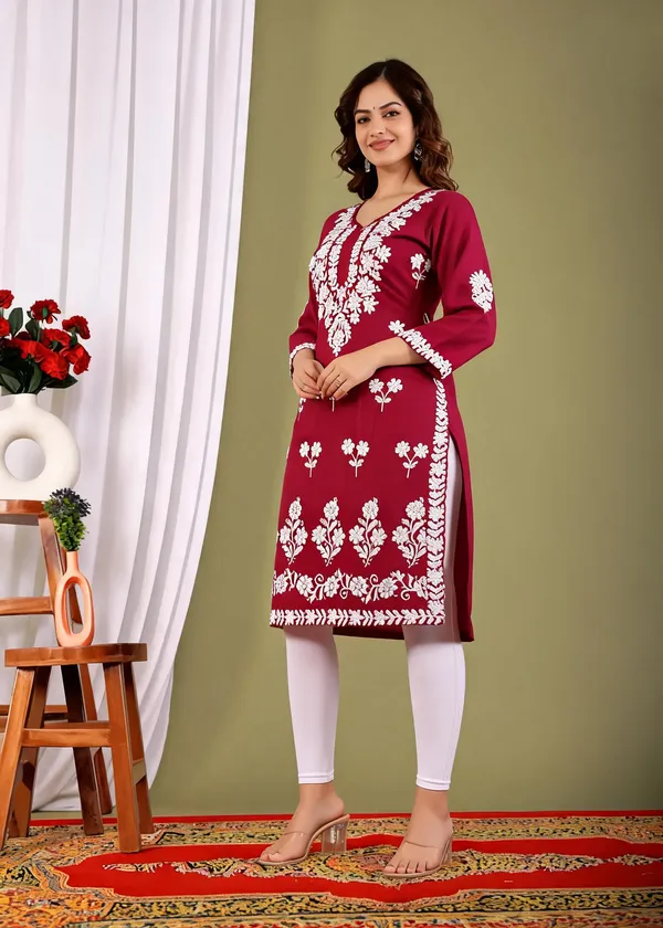 Maroon_Cotton_Kurta_Set_For_Women