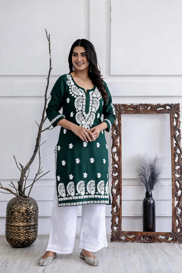 Green_Cotton_Kurta_Set_For_Women