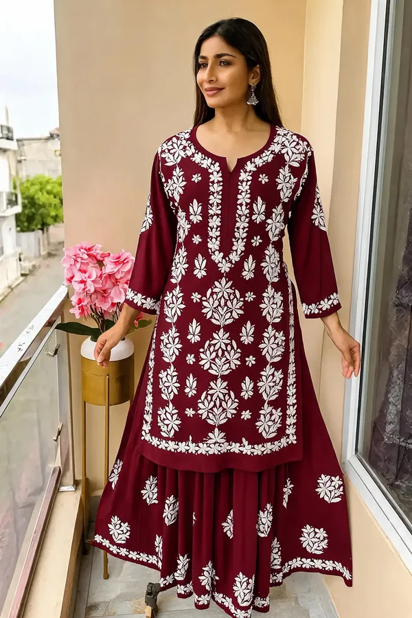 Maroon_Cotton_Kurta_Set_For_Women