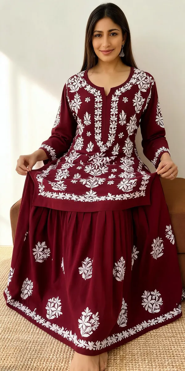 Maroon_Cotton_Kurta_Set_For_Women