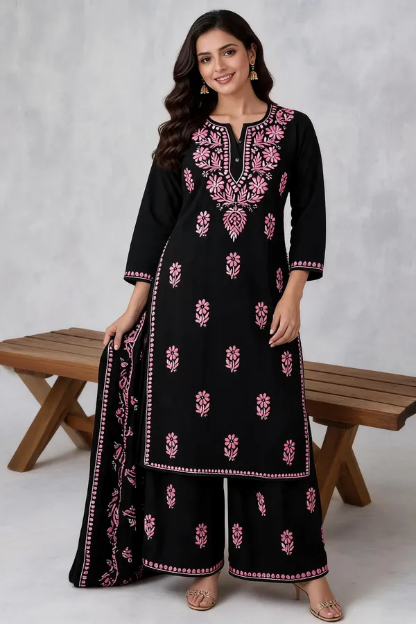 Black_Cotton_Kurta_Set_For_Women
