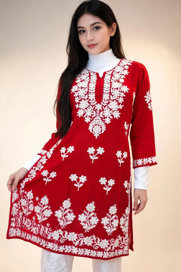 Red_Cotton_Kurta_Set_For_Women