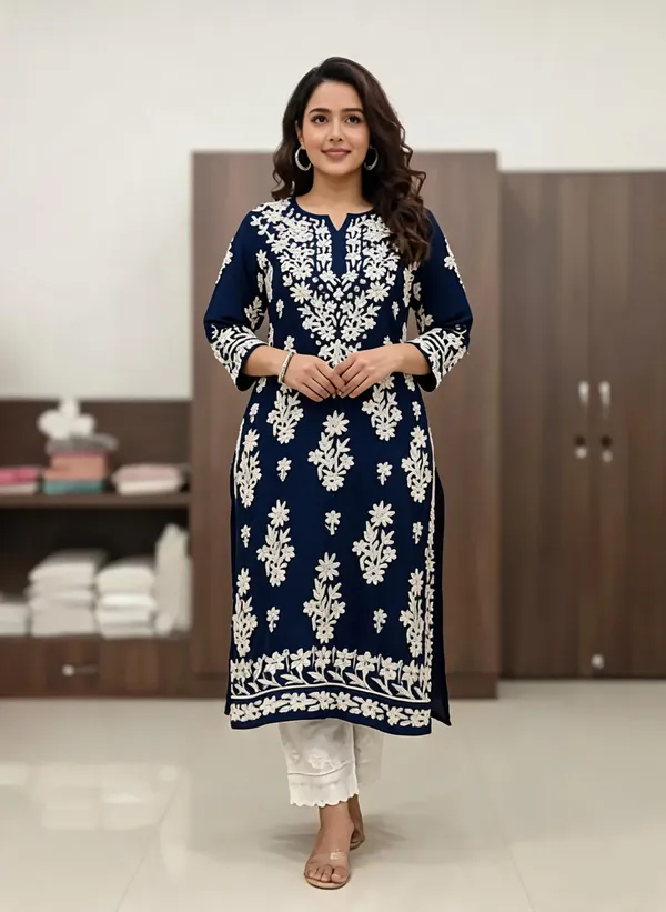 Blue_Cotton_Kurta_Set_For_Women