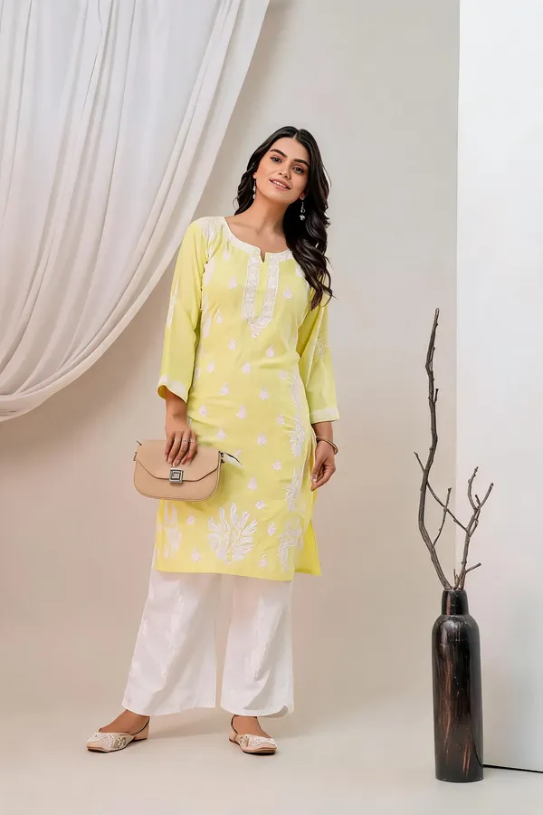 Lemon_Cotton_Kurta_Set_For_Women