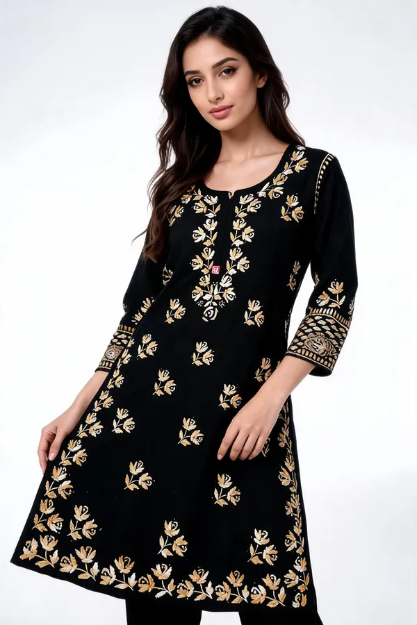 Black_Cotton_Kurta_Set_For_Women