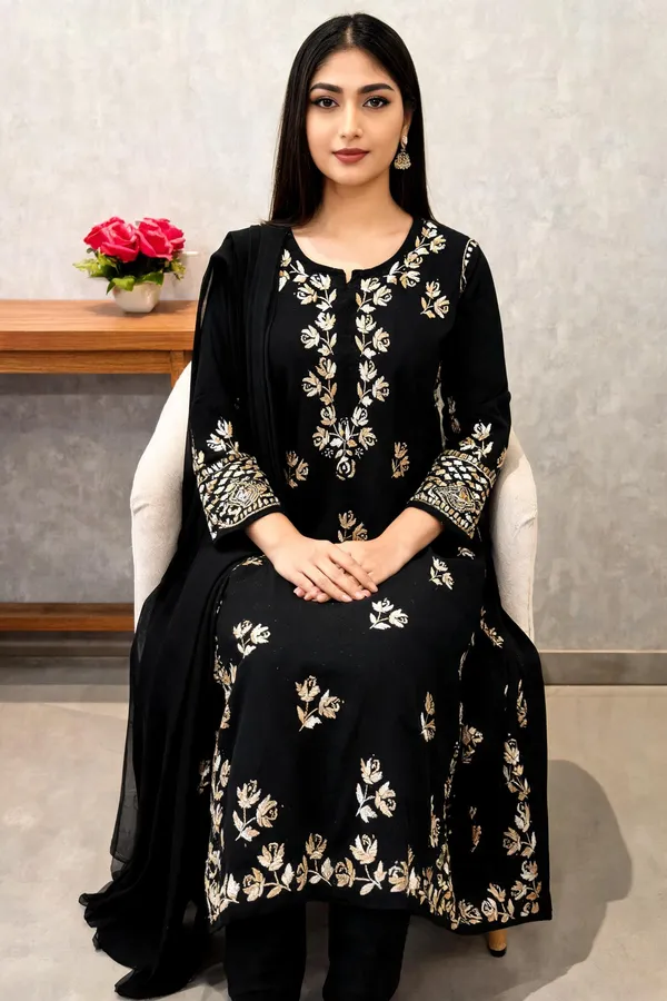 Black_Cotton_Kurta_Set_For_Women