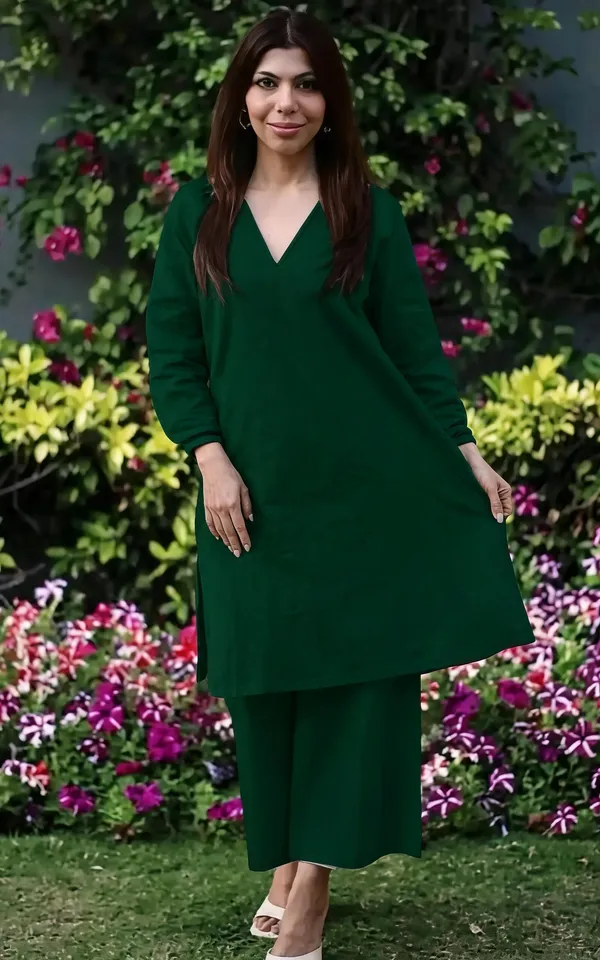 Green_Cotton_Kurta_Set_For_Women