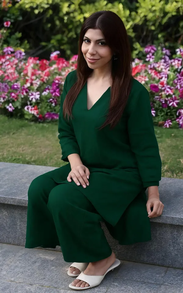 Green_Cotton_Kurta_Set_For_Women