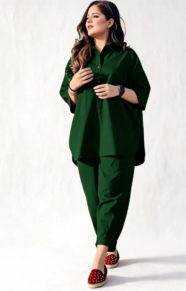 Green_Cotton_Kurta_Set_For_Women