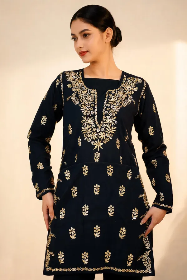 Black_Cotton_Kurta_Set_For_Women