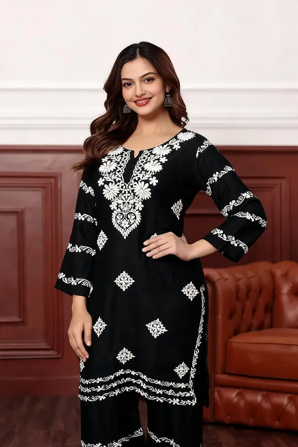 Black_Cotton_Palazzo_Kurta_Set_For_Women