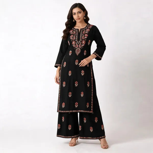 Black_Cotton_Kurta_Set_For_Women