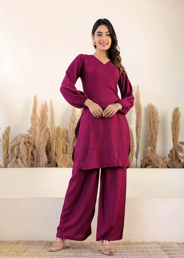 Wine_Cotton_Palazzo_Kurta_Set_For_Women
