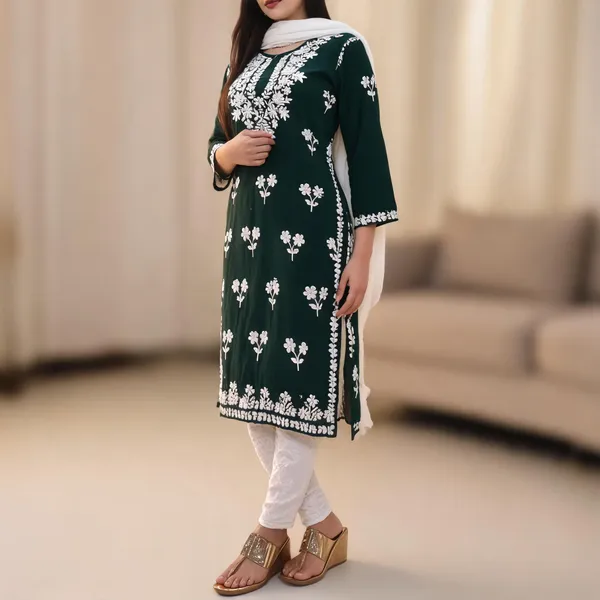 Green_Cotton_Kurta_Set_For_Women
