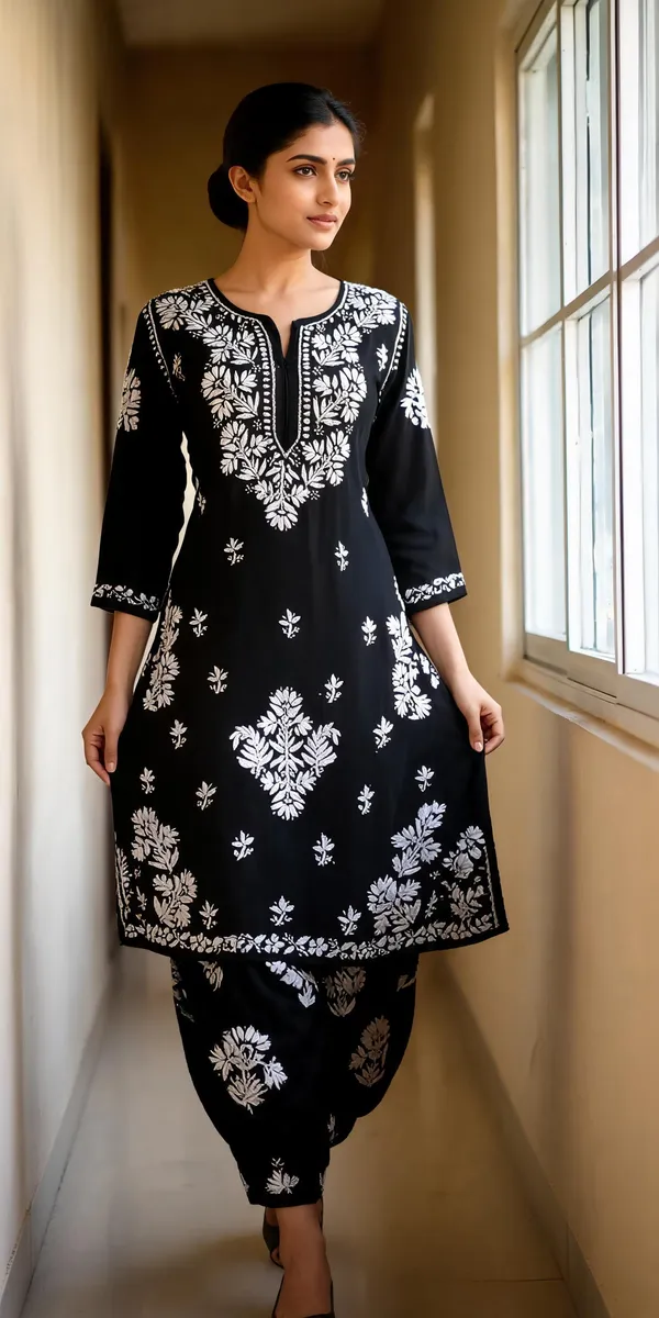 Black_Cotton_Kurta_Set_For_Women