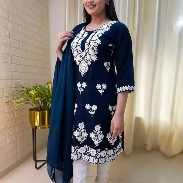 Blue_Cotton_Kurta_Set_For_Women