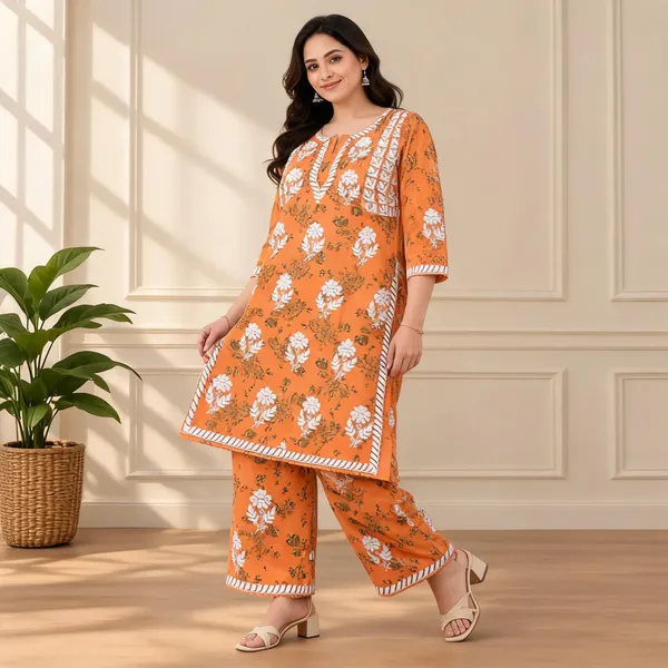 Orange_Cotton_Palazzo_Suit_Set_For_Women