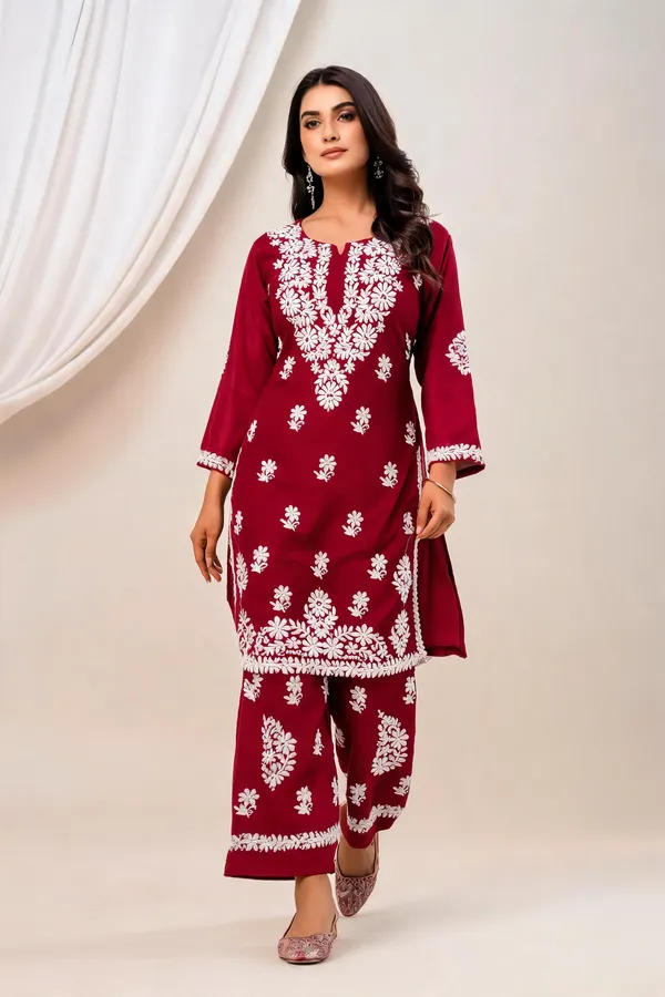 Maroon_Cotton_Kurta_Set_For_Women