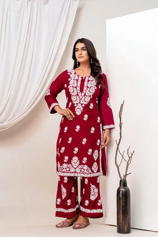 Maroon_Cotton_Kurta_Set_For_Women