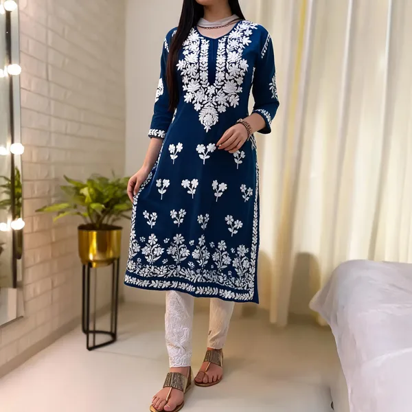 Blue_Cotton_Kurta_Set_For_Women