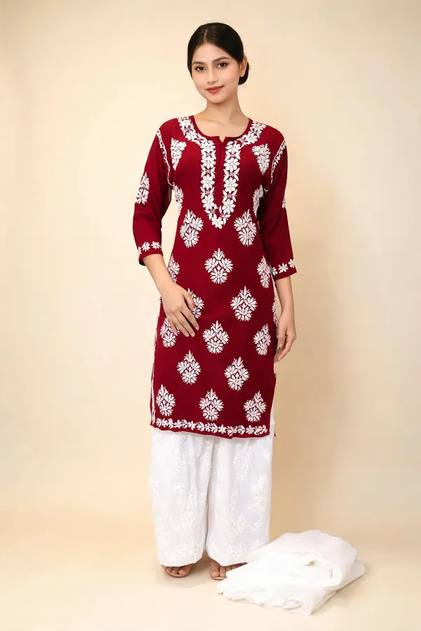 Maroon_Cotton_Kurta_Set_For_Women
