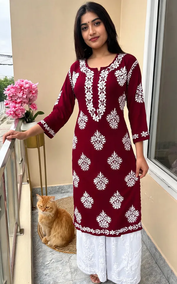 Maroon_Cotton_Kurta_Set_For_Women