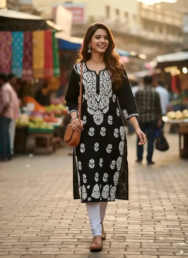 Black_Cotton_Kurta_Set_For_Women