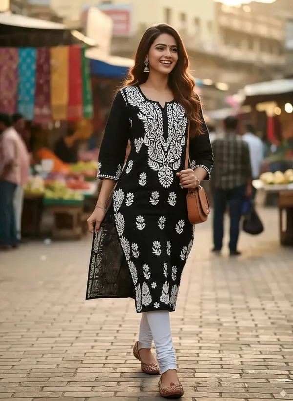 Black_Cotton_Kurta_Set_For_Women