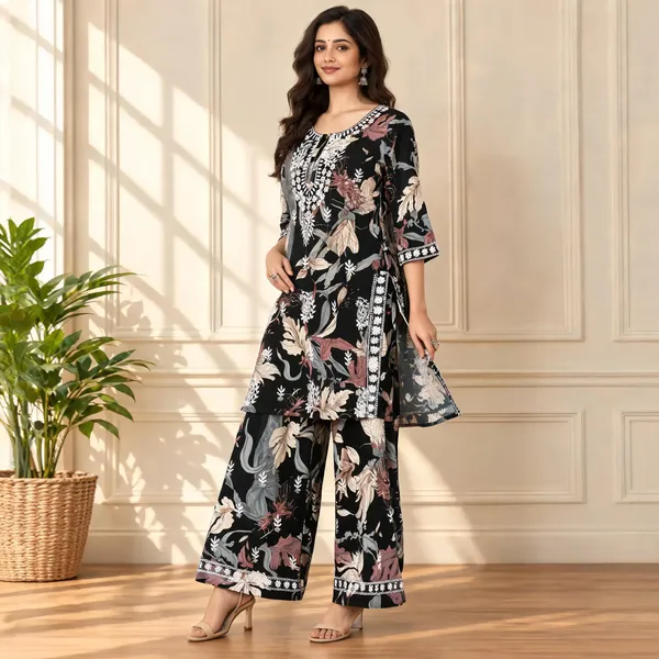 Black_Cotton_Kurta_Set_For_Women