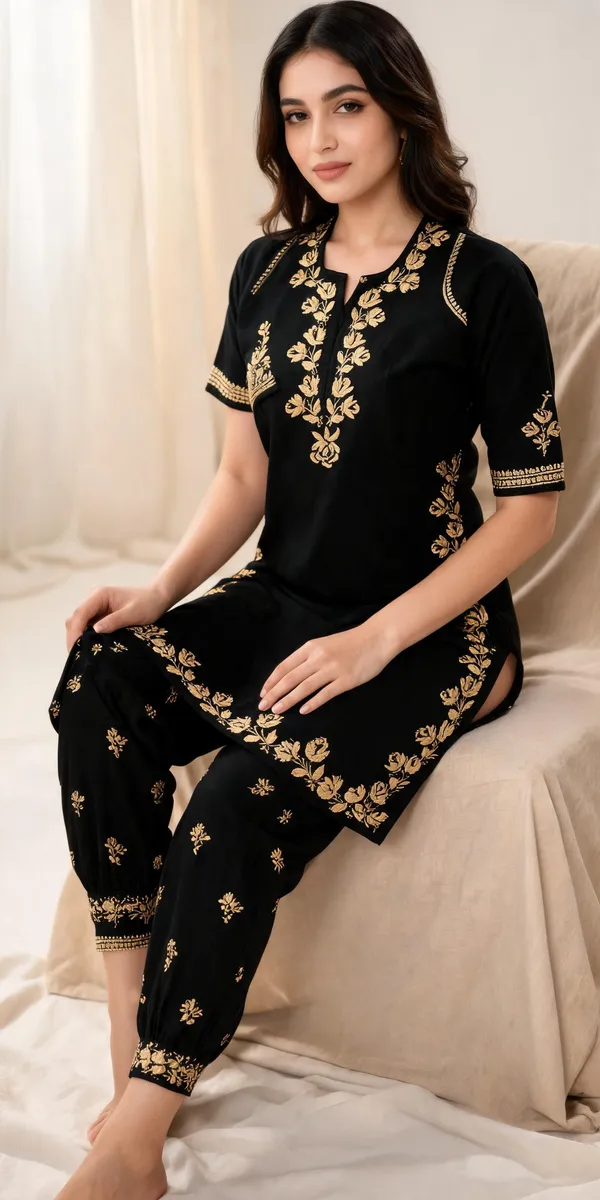 Black_Cotton_Kurta_Set_For_Women
