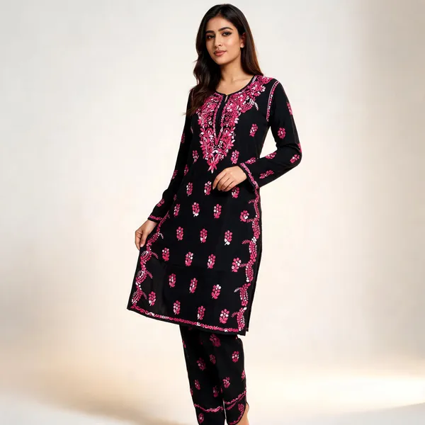 Black_Cotton_Kurta_Set_For_Women