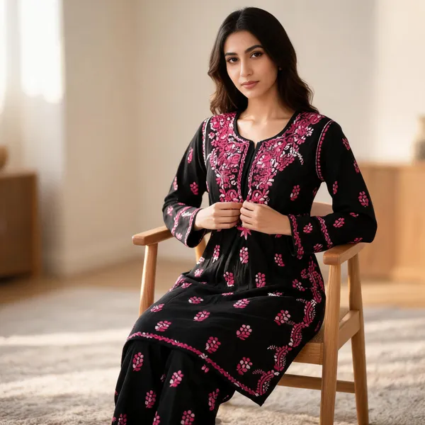 Black_Cotton_Kurta_Set_For_Women