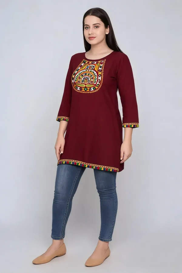 Maroon_Cotton_Kurta_Set_For_Women