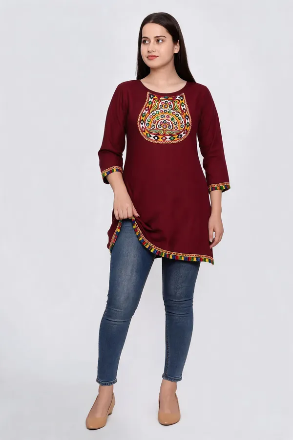 Maroon_Cotton_Kurta_Set_For_Women
