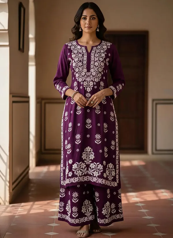 Wine_Cotton_Palazzo_Kurta_Set_For_Women