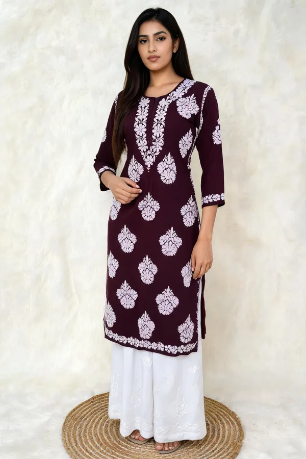 Wine_Cotton_Kurta_Set_For_Women
