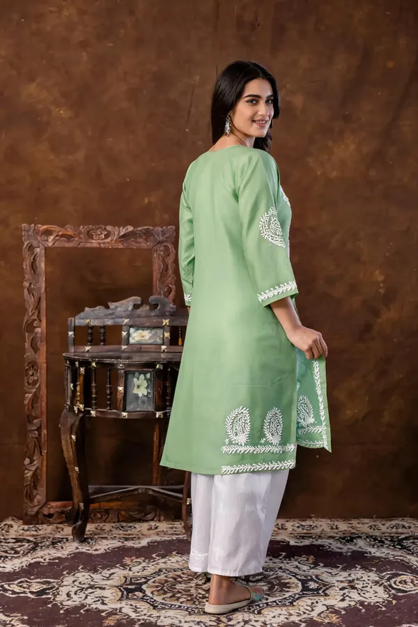 Green_Cotton_Kurta_Set_For_Women