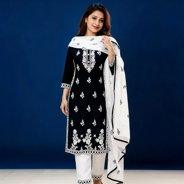 Black_Cotton_Kurta_Set_For_Women