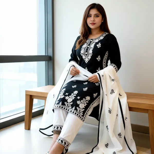 Black_Cotton_Kurta_Set_For_Women