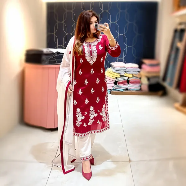 Maroon_Cotton_Kurta_Set_For_Women