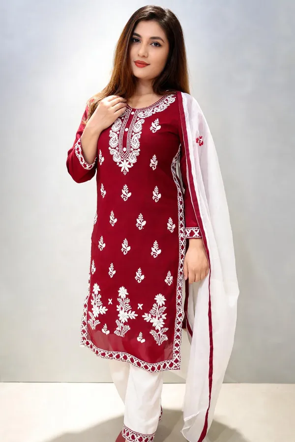 Maroon_Cotton_Kurta_Set_For_Women
