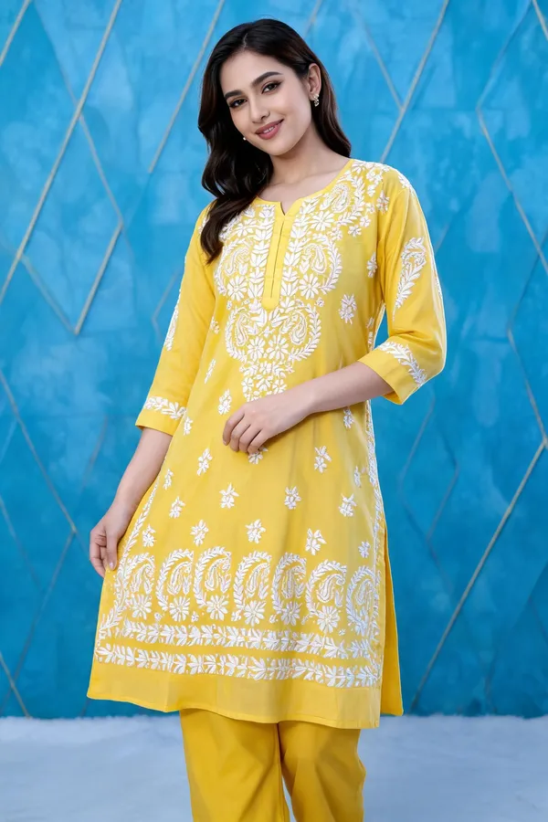 Yellow_Cotton_Kurta_Set_For_Women