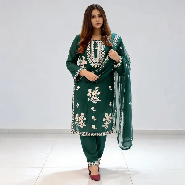 Green_Cotton_Kurta_Set_For_Women