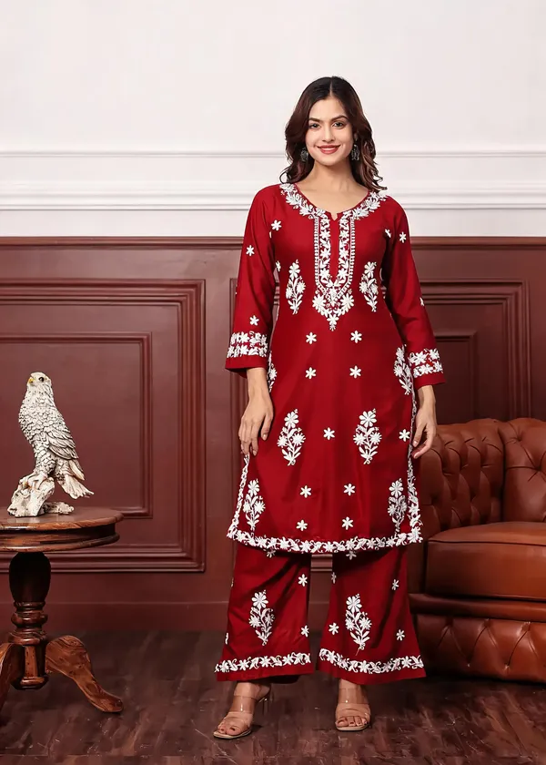 Maroon_Cotton_Palazzo_Suit_Set_For_Women