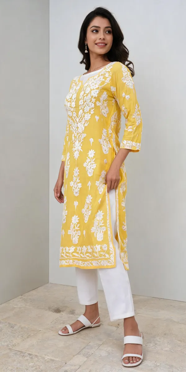Lemon_Cotton_Kurta_Set_For_Women