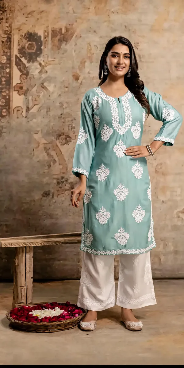 Green_Cotton_Kurta_Set_For_Women